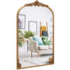 Arched Mirror for Wall Gold Traditional Vintage Ornate Baroque Mirror with Metal Frame-M