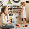 Pretend Toy Kitchen Set with Stoves and Water Dispenser-Beige