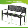 Metal Outdoor Bench with High Back for 2-3-Person Patio Bench-Black