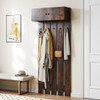 Entryway Wall Coat Rack Wall Mounted Coat Clothes Rack-Rustic Brown