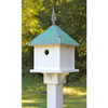 White PVC Square Bird House with Verdigris Copper Roof - Made in USA