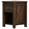 Farmhouse 1-Drawer Bedroom Nightstand with Open Shelf in Rustic Pine Finish