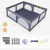 Large Infant Baby Playpen Safety Play Center Yard with 50 Ocean Balls-Gray