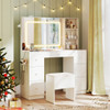 Vanity Desk with Mirror and Lights Makeup Dressing Table Vanity Table and Stool Set-White