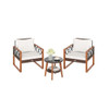 3 Pieces Patio Furniture Set with Tempered Glass Top Table and Soft Cushions-Off White