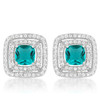 Aqua Halo Stud Earrings