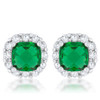 Liz 2ct Emerald CZ Rhodium Classic Cushion Stud Earrings