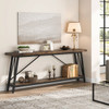 Sturdy 70-inch Industrial Brown Wood Top Console Table with Black Metal Frame