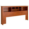 King size Bookcase Headboard  Book Shelf in Dark Cherry Wood Finish
