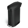 Matte Black 12-Gallon Narrow Kitchen Trash Can with Easy Step-on Lid