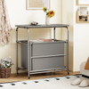 3-Section Laundry Sorter with Foldable Ironing Board and Lockable Wheels-Gray