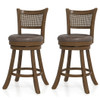 Set of 2 Bar Stools 25" Swivel Bar Chairs Leathaire Counter Height Stools-Brown