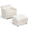 Oversized Accent Chair with Ottoman with Soft Corduroy Cushions-Beige