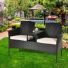 Modern Patio Conversation Set with Built-in Coffee Table and Cushions -Red