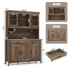 Kitchen Freestanding Hutch Cabinet with Microwave Countertop-Brown