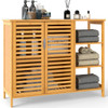 Bamboo Bathroom Cabinet 2-Door Storage Organizer with Shelves-Natural
