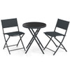 3 Piece Outdoor Folding Patio Bistro Set with Tempered Glass Coffee Table and 2 Patio Chairs