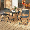 3 Piece Outdoor Folding Patio Bistro Set with Tempered Glass Coffee Table and 2 Patio Chairs