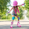 Kids Roller Skates 4 Sizes Adjustable Quad Skates with Light-up Wheels and Safety Protection-Rose R