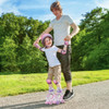 Kids Roller Skates 4 Sizes Adjustable Quad Skates with Light-up Wheels and Safety Protection-Rose R