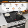 30 Inch Freestanding and Slide-in Kitchen Stove with 4 Burners Ceramic Cooktop-Silver