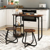 3-Piece Industrial Dining Table Set for Small Space-Black
