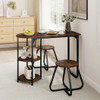 3-Piece Industrial Dining Table Set for Small Space-Black