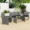 4 Piece Patio Conversation Set Rattan Chair Loveseat and Table Set-Navy