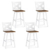 29" Rubberwood Swivel Barstools Set of 4 with Backrest and Large Seat-White