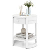 2-Tier Round End Table Mid Century Modern Nightstand-White