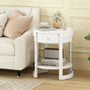 2-Tier Round End Table Mid Century Modern Nightstand-White