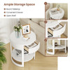 2-Tier Round End Table Mid Century Modern Nightstand-White