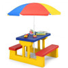 Kids Picnic Folding Table and Bench with Umbrella
