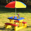 Kids Picnic Folding Table and Bench with Umbrella