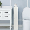 Free Standing Toilet Paper Holder with 4 Shelves and Top Slot for Bathroom-White