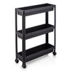 3-Tier Slim Rolling Storage Cart 2-Pack Mobile Bathroom Organizer with Wheels-Black