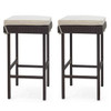 Patio Rattan Barstools Set of 2/4 with Footrest and Soft Cushions for Backyard Balcony-4 Pieces