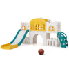 All-in-1 Toddler Slide Playset Playground with Tunnel and Ladder and Basketball-Yellow