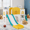 All-in-1 Toddler Slide Playset Playground with Tunnel and Ladder and Basketball-Yellow