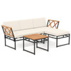 3-Piece L-Shaped Patio Furniture Set for Porch Backyard and Poolside-Beige