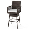 29 Inches Patio 360 Swivel Bar Stool with Cross-Woven Armrests and Seat Cushion-White