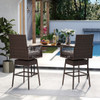 29 Inches Patio 360 Swivel Bar Stool with Cross-Woven Armrests and Seat Cushion-White
