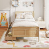 Twin Size Sleigh Bed with 2 Storage Drawers Wood Platform Bed Frame-White