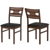 Wooden Dining Chair Set of 2 with PU Leather Padded Seat and Rubber Wood Frame-Walnut