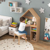 2-in-1 Kids House-Shaped Table and Chair Set-Gray