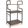 3-Tier Rolling Printer Stand Home Office Large Printer Cart with Storage Shelves-Rustic Brown