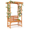 6.2 Feet Tall Patio Garden Arbor with Pergola and 2-Seat Bench for Garden Lawn Backyard Decoration-