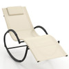 Outdoor Rocking Lounge Chair with Removable Headrest-Beige