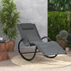 Outdoor Rocking Lounge Chair with Removable Headrest-Beige