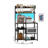 Kitchen Bakers Rack with Power Outlet 5-Tier Microwave Oven Stand with LED Lights-Black